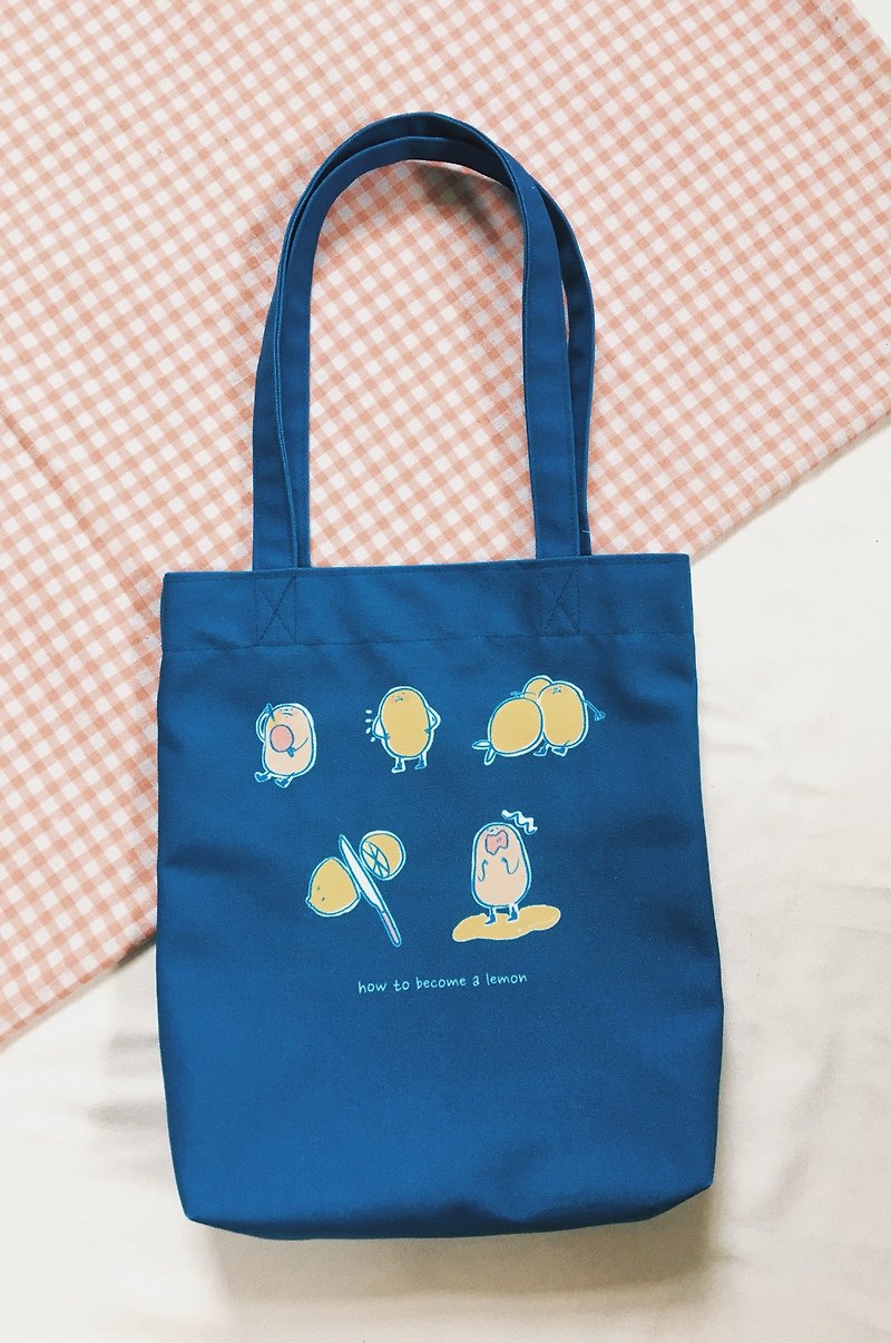 #Mr. Lazy Lemon  canvas hand& shoulder bag/ tote bag - กระเป๋าถือ - ผ้าฝ้าย/ผ้าลินิน 