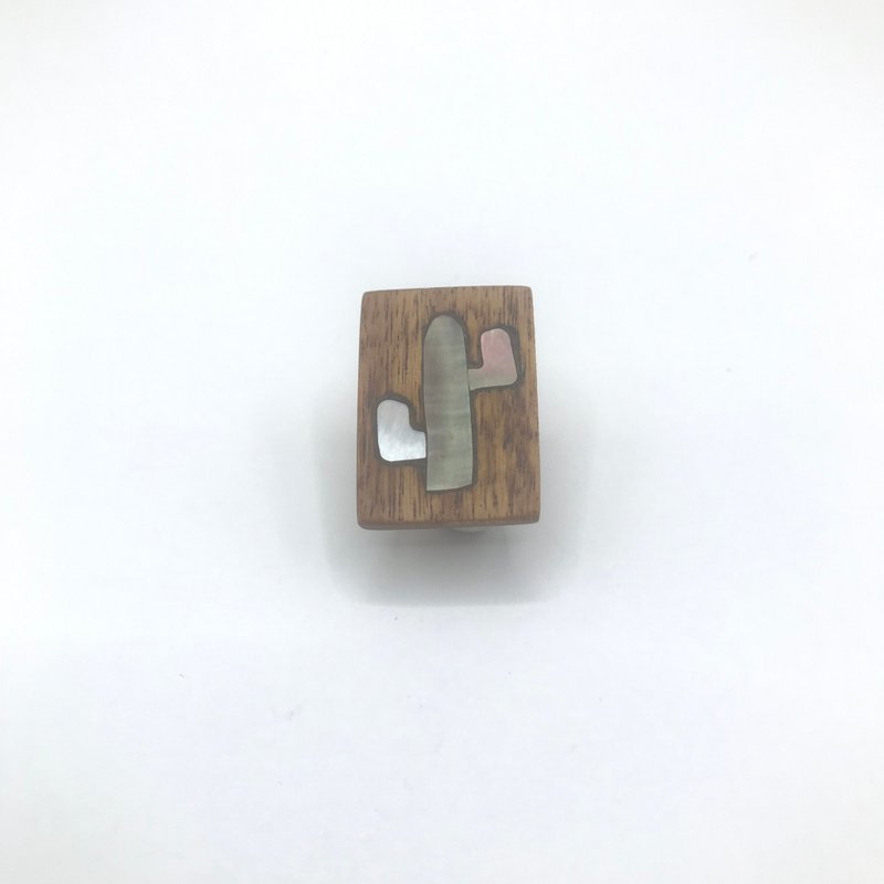 [Original Brooch] Cactus - Brooches - Wood Brown