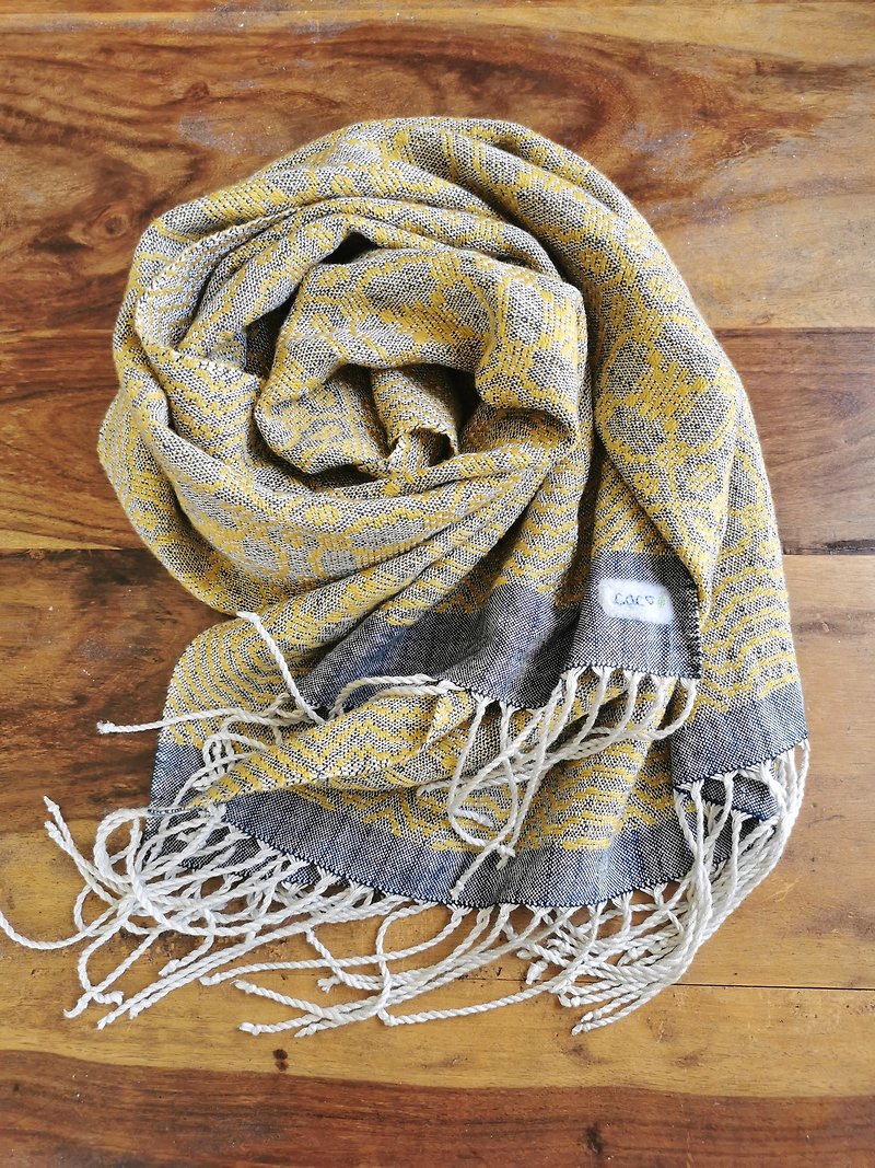 Handwoven Shawl - Silk & Linen & Merino Wool - Knit Scarves & Wraps - Silk Yellow
