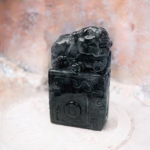 瓔珞珠寶盒 E.L.Jewelry Box 【招財神獸】烏雞翡翠貔貅玉印章 | 天然緬甸玉翡翠A貨 | 送禮
