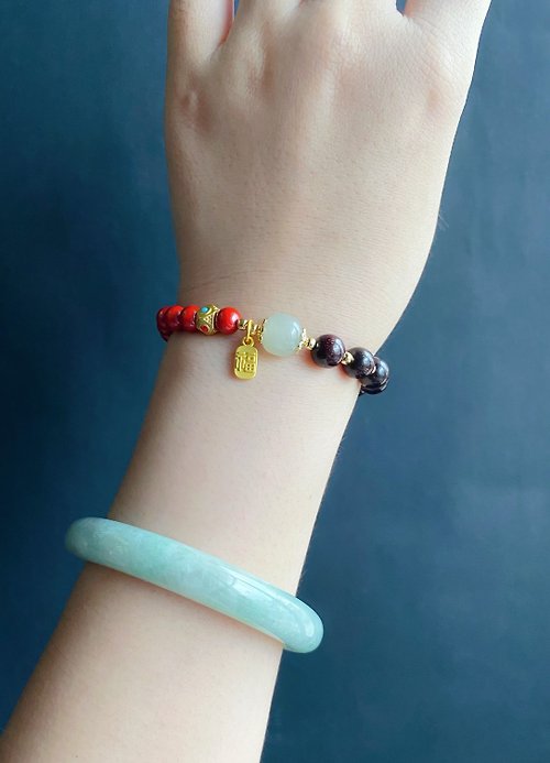 Lucky Stone] Cinnabar Korean Wax Thread Bracelet*2*to ward off evil spirits  and attract wealth - Shop poppylove Bracelets - Pinkoi