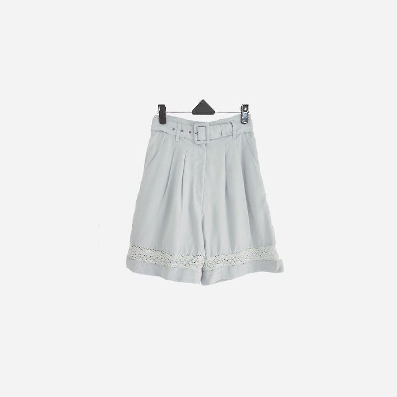 Dislocated vintage / lake blue chiffon shorts (with belt) no.714 vintage - Women's Shorts - Polyester Blue