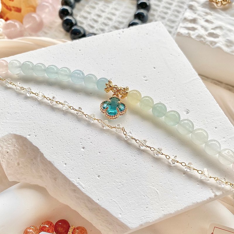 Crystalvia enhances interpersonal relationships and soothes emotions - Stone double layer bracelet 7mm+ - สร้อยข้อมือ - คริสตัล 