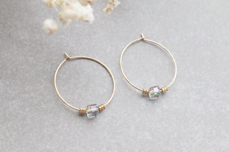 Crystal brass earrings 1078 brave - ต่างหู - คริสตัล หลากหลายสี