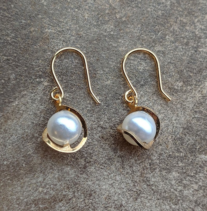 Plastic Pearl Earrings - Earrings & Clip-ons - Copper & Brass 