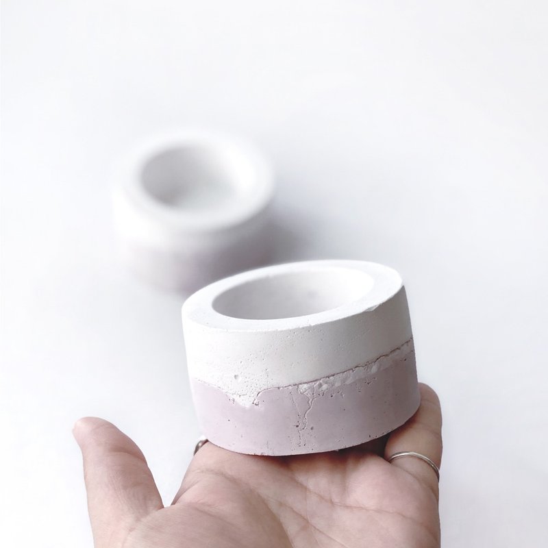 (現貨) 莫蘭迪粉系列 | 小圓形雙色水泥盆器 可搭配同色底盤 - 花瓶/花器 - 水泥 粉紅色