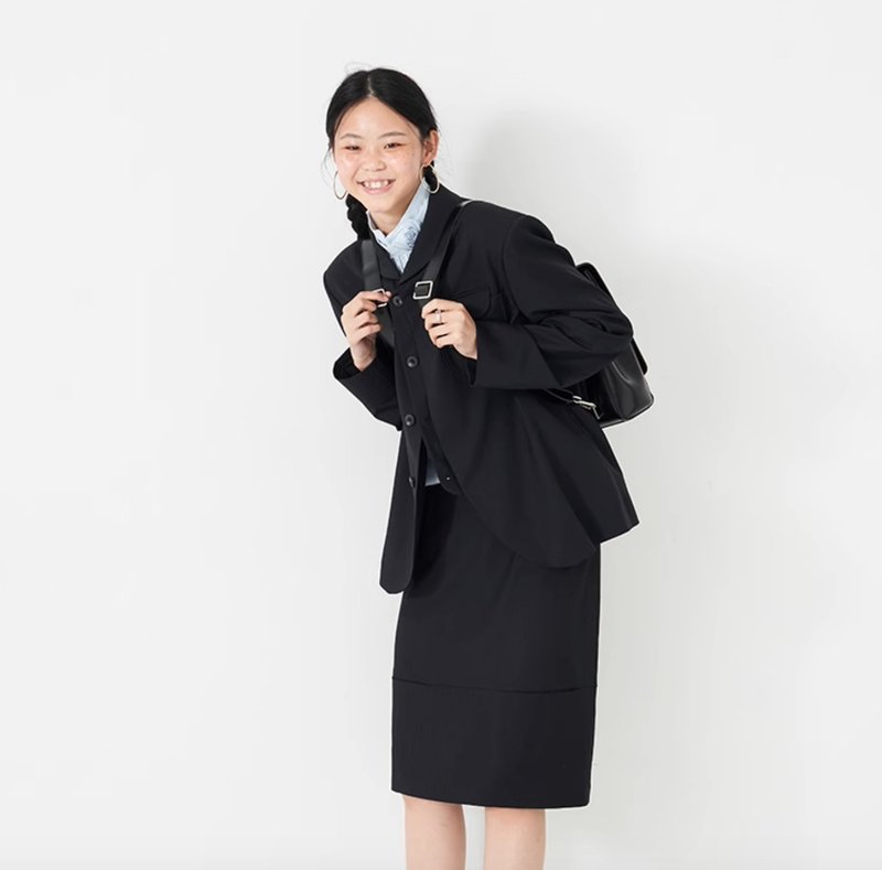 EMBLEM 青果領條紋羊毛西服 - 女西裝外套 - 羊毛 黑色
