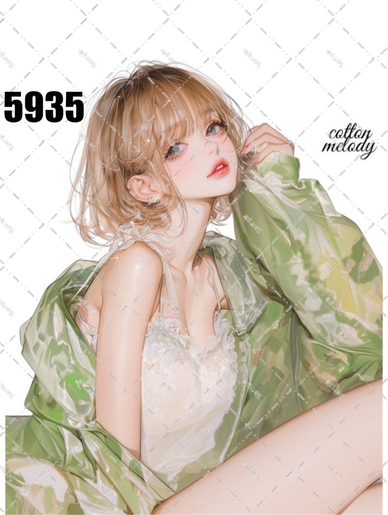 original sticker no.5935 人物ステッカー オリジナルステッカー 人物ステッカー 女の子ステッカー オリジナル人物ステッカー - 貼紙 - 紙 