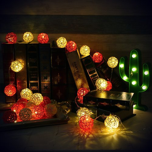 iINDOORS英倫家居 創意燈飾 籐球燈串 電池款 水果柳丁 長度2M LED氣氛燈 聖誕節