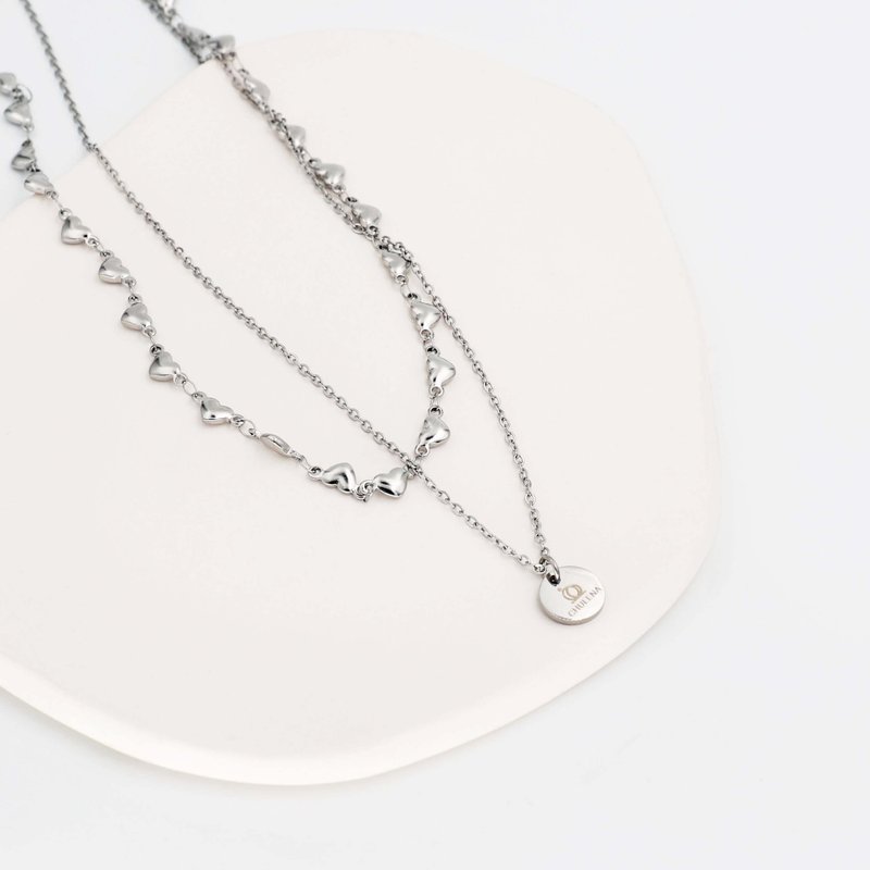 [Customized] Love Double Chain Necklace/Customized Engraving/Silver - สร้อยคอ - สแตนเลส สีเงิน