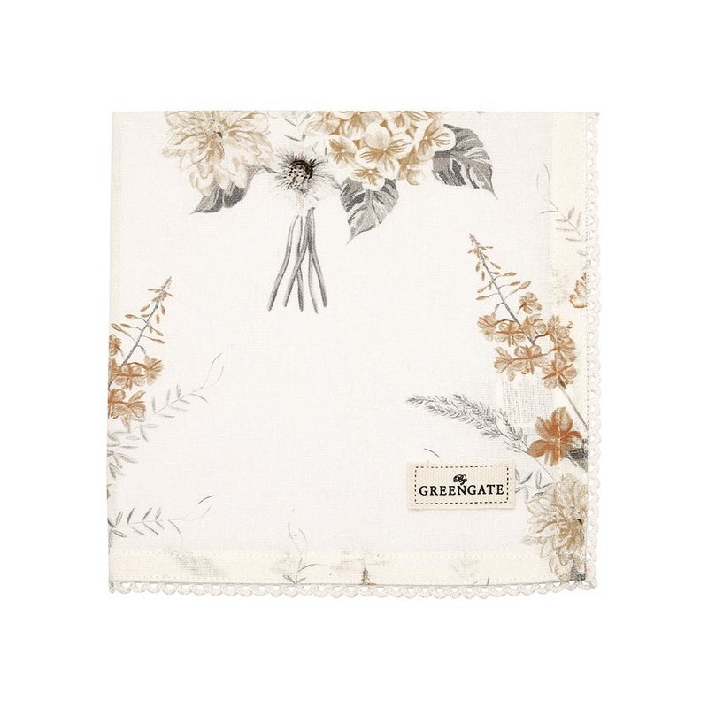 Danish GreenGate Estella white-lace napkin/table runner/tea towel - ผ้ารองโต๊ะ/ของตกแต่ง - ผ้าฝ้าย/ผ้าลินิน สีกากี