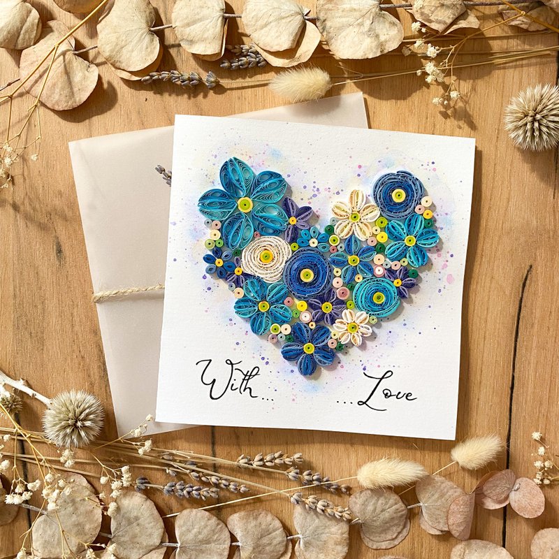 Greeting Card - Flowers heart - With love - การ์ด/โปสการ์ด - กระดาษ หลากหลายสี