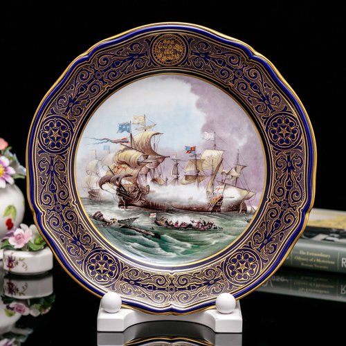 擎上閣裝飾藝術 英國製Spode乘風破浪無敵艦隊限量鑲金奢華歐式骨瓷陶瓷盤掛盤之5