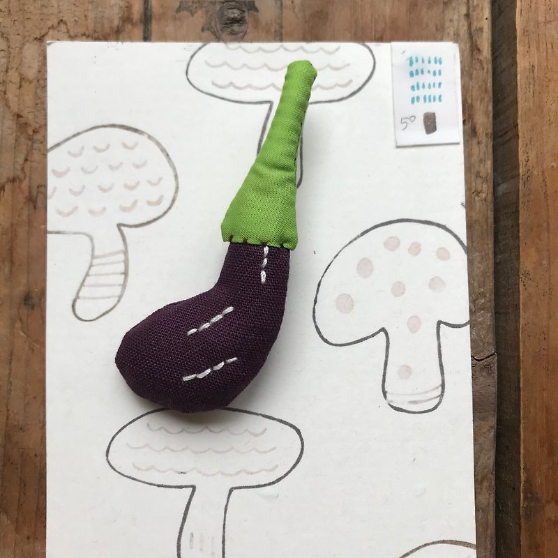 Eggplant/pin - เข็มกลัด - ผ้าฝ้าย/ผ้าลินิน สีม่วง