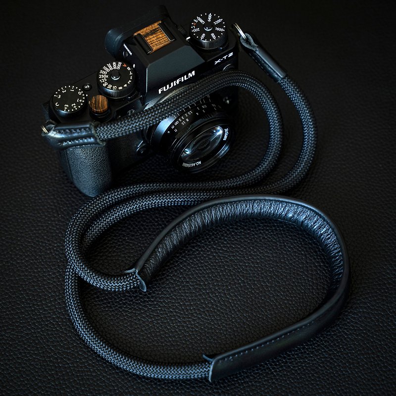 真皮 相機帶/腳架 黑色 - 真皮頸位保護 登山繩 相機帶 手工製造 黑色