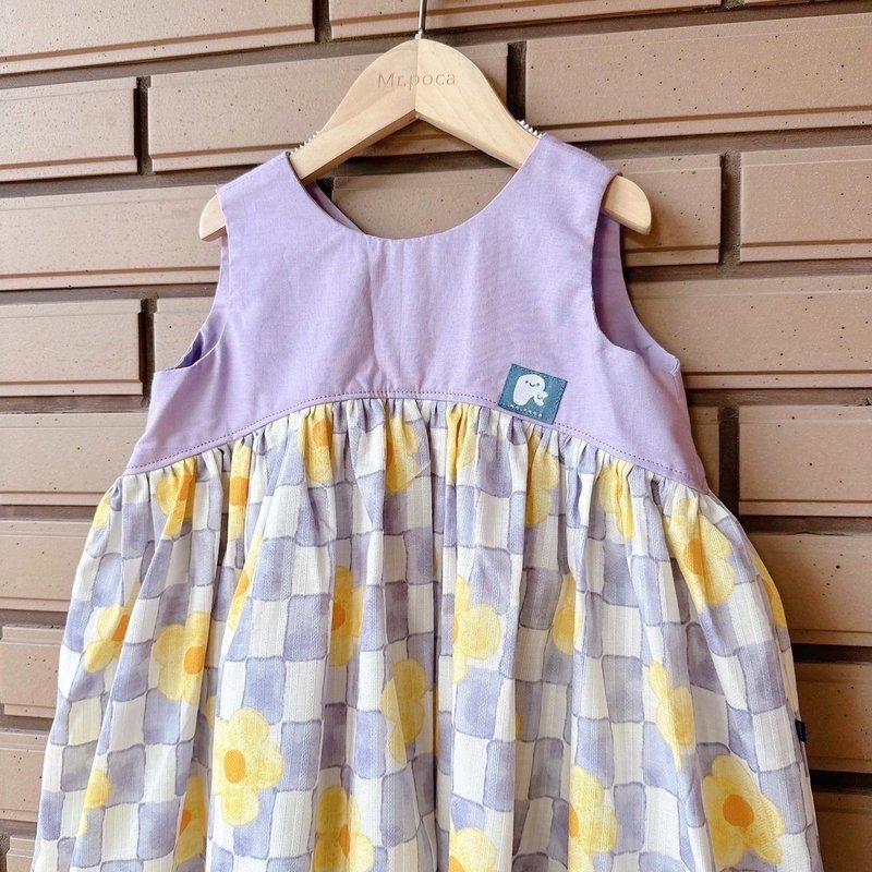 Japanese style purple flower - little lady's holiday style - One Piece Dresses - Cotton & Hemp Multicolor