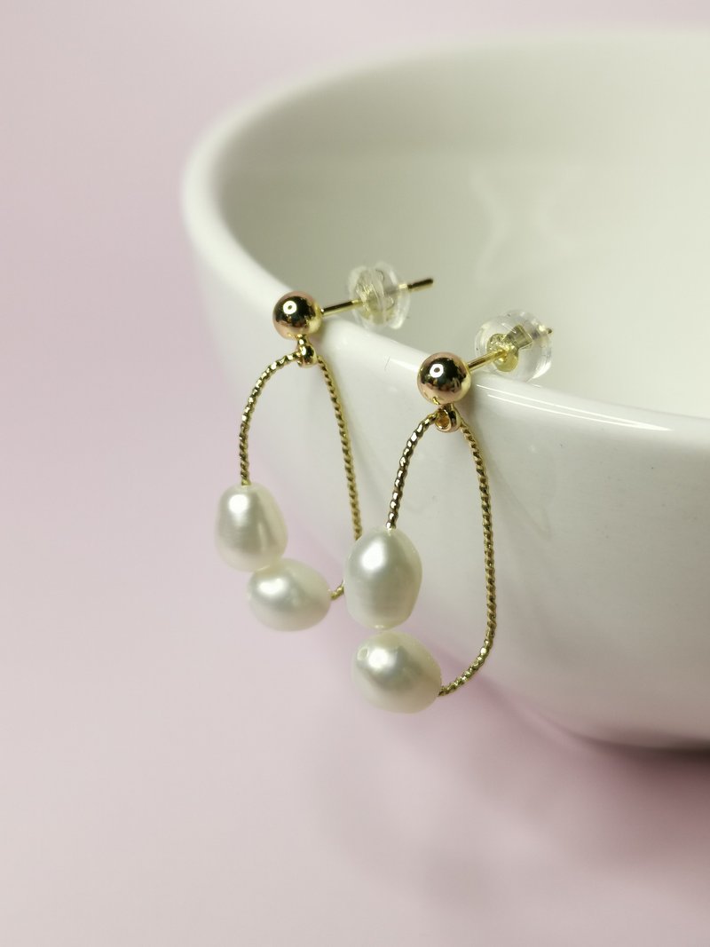想念天然珍珠 耳環手作 - 耳環/耳夾/耳骨夾 - 珍珠 白色