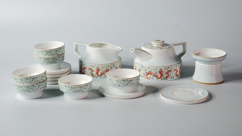 祥雲瑞彩 茶具組 - 茶壺/茶杯/茶具 - 瓷 白色