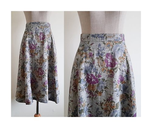 PaiissaraEveryday CACHAREL Vintage Gray Floral Print Skirt