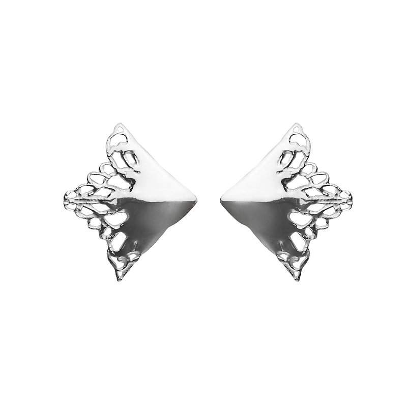 Star diamond earrings silver three-dimensional universe AETHER - ต่างหู - โลหะ สีเงิน