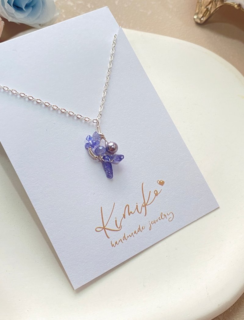 December birthstone 14KGF tanzanite shape necklace - สร้อยคอ - คริสตัล สีม่วง