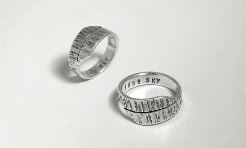 Wood Grain Staggered Silver Ring - General Rings - Other Metals Silver