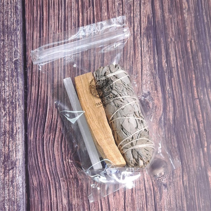 Crystal Purify and charge Set | White Sage | Palo Santo | Selenite - Fragrances - Plants & Flowers Green