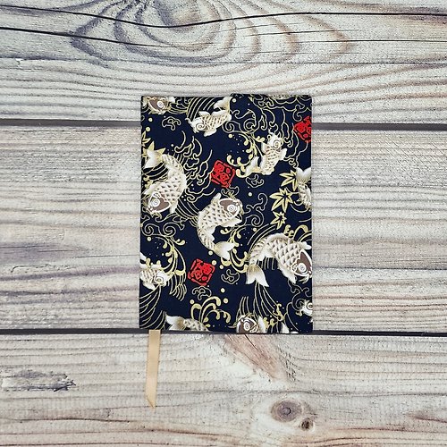 Journal Collections Book Cover/Book Jacket - White Auspicious Fish Pattern (Black)