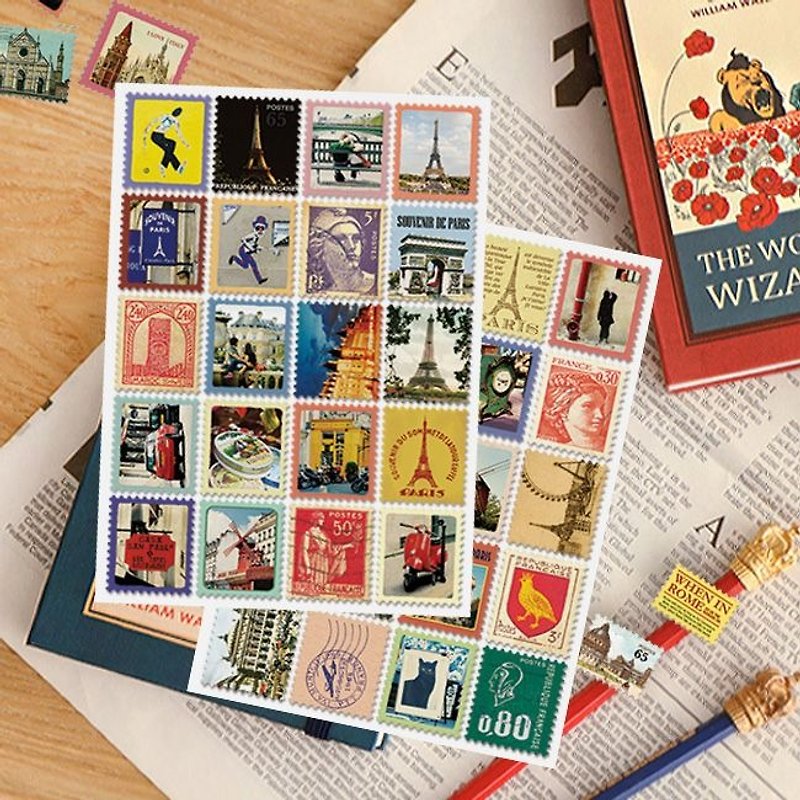 7321 Desgin-Stamp Sticker Group V4-Paris A02,7321-04702 - สติกเกอร์ - กระดาษ หลากหลายสี