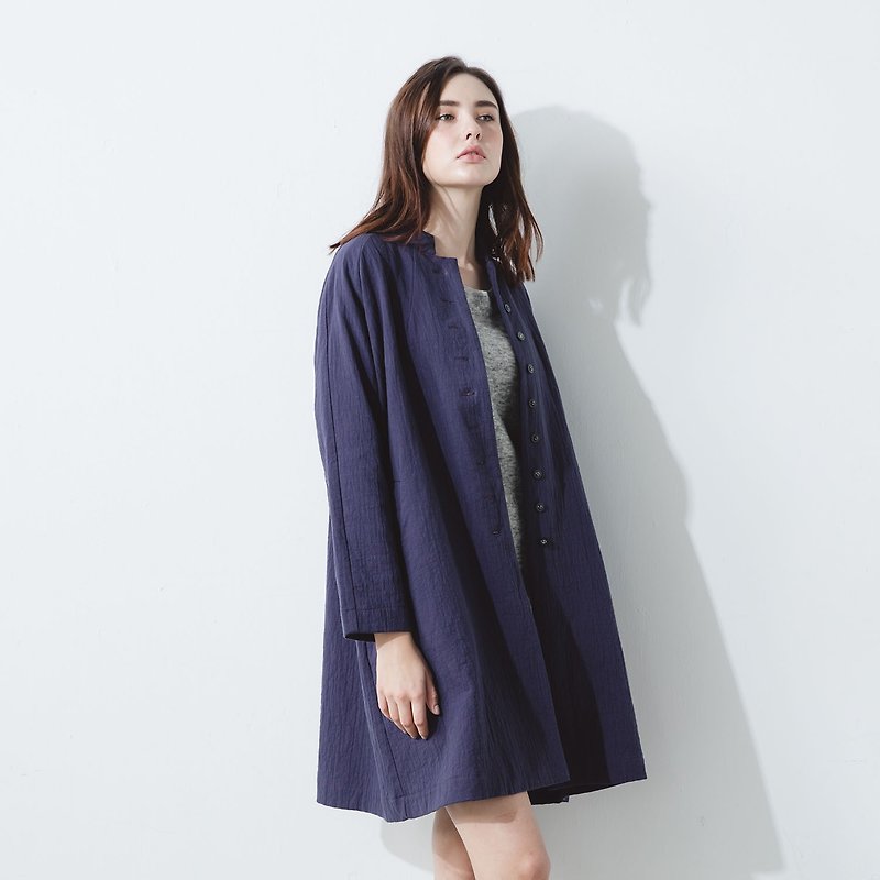Mandarin collar coat - Ultraviolet - เสื้อแจ็คเก็ต - ผ้าฝ้าย/ผ้าลินิน สีม่วง