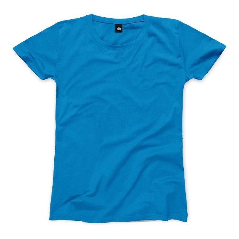 Plain female short-sleeved T-shirt - Sapphire - เสื้อยืดผู้หญิง - ผ้าฝ้าย/ผ้าลินิน 