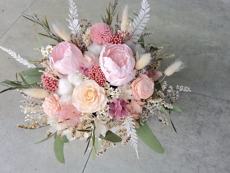Haizang Design│Claisi. Muchun peony without withered flowers, dry bouquets/without flowers/immortal flowers - Dried Flowers & Bouquets - Plants & Flowers Pink