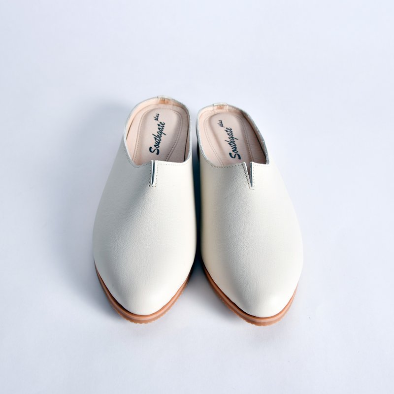 cora leather casual shoes/off-white/Mule shoes - รองเท้าลำลองผู้หญิง - หนังแท้ สีเหลือง