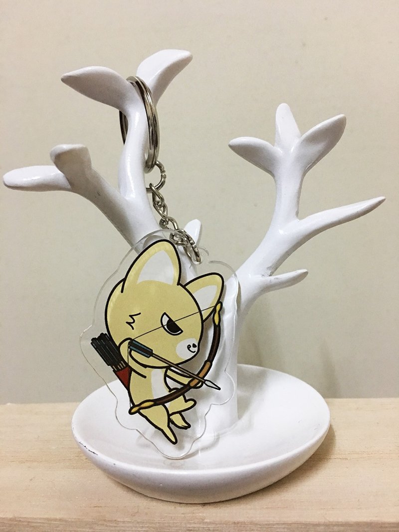 PuppyLove 初心插畫 毛孩聯萌【弓箭手吉娃娃】鑰匙圈 - 鑰匙圈/鑰匙包 - 壓克力 黃色