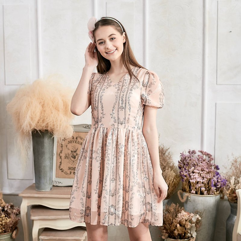 Floral Fit & Flare Dress (woman) - One Piece Dresses - Polyester Pink