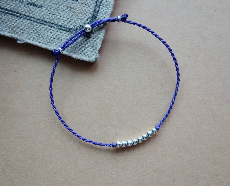 點點/ 巴西蠟線 /純銀 / 編織手鍊 / 925 silver bracelet / 腳鍊 - 手鍊/手鐲 - 其他金屬 紫色
