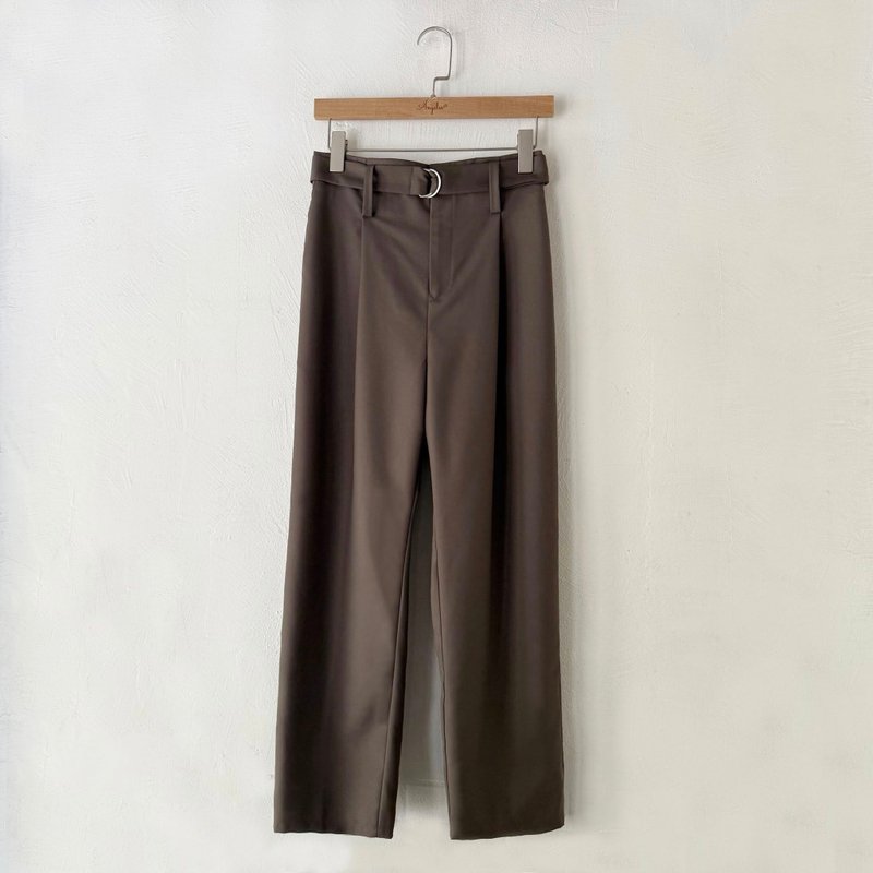 訂製系列_高腰鬆緊D型腰帶錐形褲(新) - 女長褲 - 其他材質 