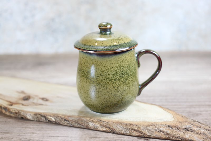 【送給老師】茶末釉蓋杯 帶蓋馬克杯 鶯歌名家葉敏祥作品 - 咖啡杯/馬克杯 - 瓷 
