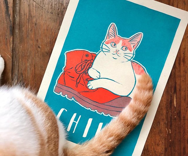 猫と靴　ポスター・絵　ショップ　CHILL　喫茶こぐまや　A4ポスター　Pinkoi