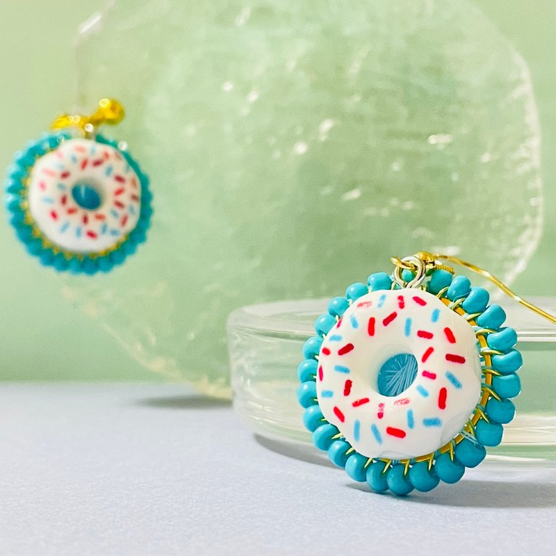 Turquoise earrings reminiscent of the summer sea/for one ear - Earrings & Clip-ons - Thread Blue