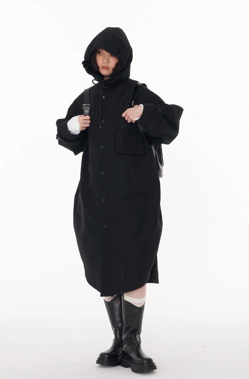 Add and Subtract hooded windbreaker jacket - Women's Blazers & Trench Coats - Other Materials Black