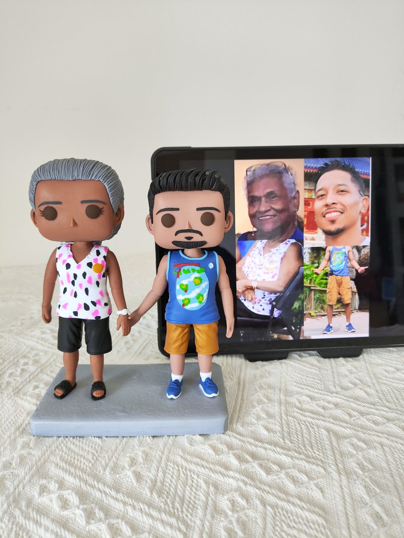 Purely handmade custom American Funko Pop self-portrait doll boyfriend husband birthday gift - Stuffed Dolls & Figurines - Clay Multicolor