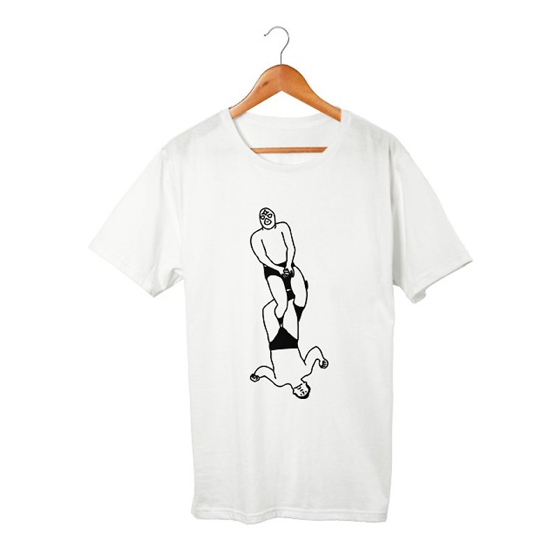 4の字固め T-shirt - 中性衛衣/T 恤 - 棉．麻 白色