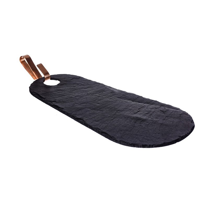 United Kingdom Selbrae House Natural Black Slate Oval Tear Shape Cutting Board/Tray 42 cm-Spot - Serving Trays & Cutting Boards - Stone Black