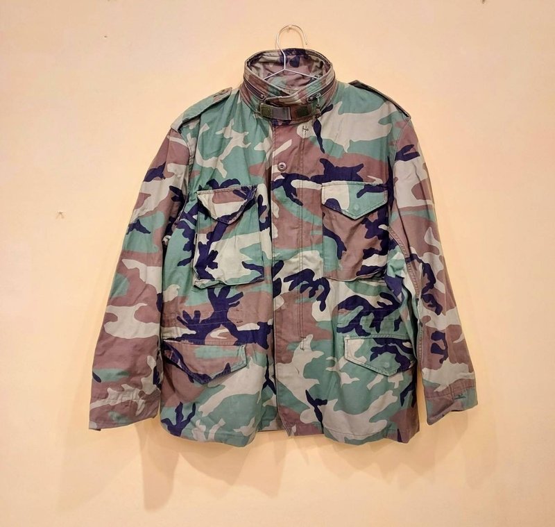 美軍公發M65 PARKA叢林迷彩厚版軍用外套 拉鍊大衣 D款 附帽子 - 男夾克/外套 - 棉．麻 綠色