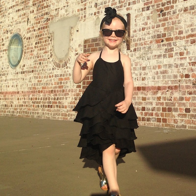 Girls Birthday Party Flamenco Dress in Black 6-12 Years - Other - Cotton & Hemp Black