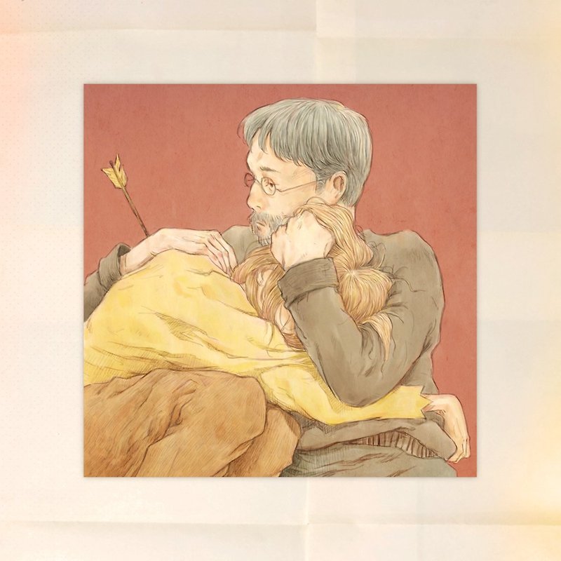Illustrated postcard-just a hug - การ์ด/โปสการ์ด - กระดาษ สีทอง