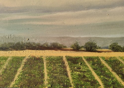 トスカーナの絵画 イタリアの風景 オリジナルアート トスカーナ