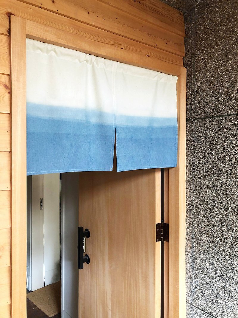 Organic Cotton Blue Dyeing Japanese Short Curtain Organic Cotton - Doorway Curtains & Door Signs - Cotton & Hemp Blue