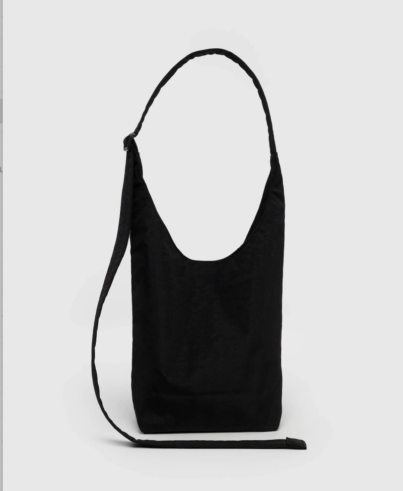 New bag type - BAGGU - recycled thick nylon bag with long strap - small size - black - Messenger Bags & Sling Bags - Waterproof Material Black